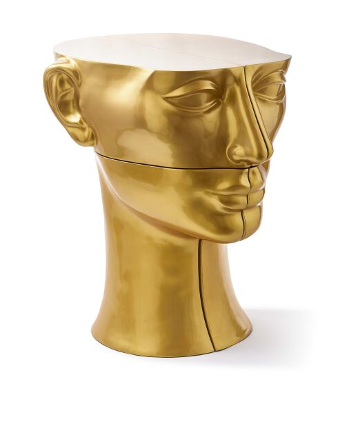 Statue Tête droite haut dorée - 56x46x40 cm