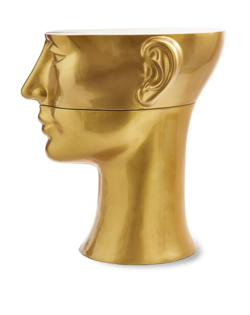 Statue Tête droite haut dorée - 56x46x40 cm