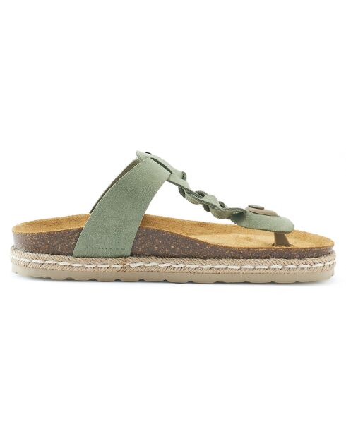 Luna groene fluwelen leren sandalen