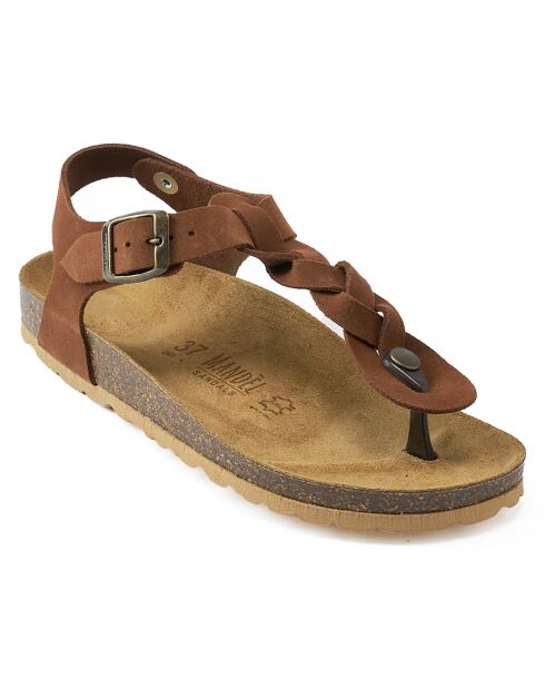 Bruine fluwelen leren sandalen Aida