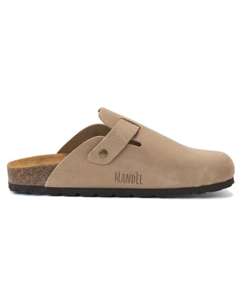 Zoccoli Noé in pelle color tortora