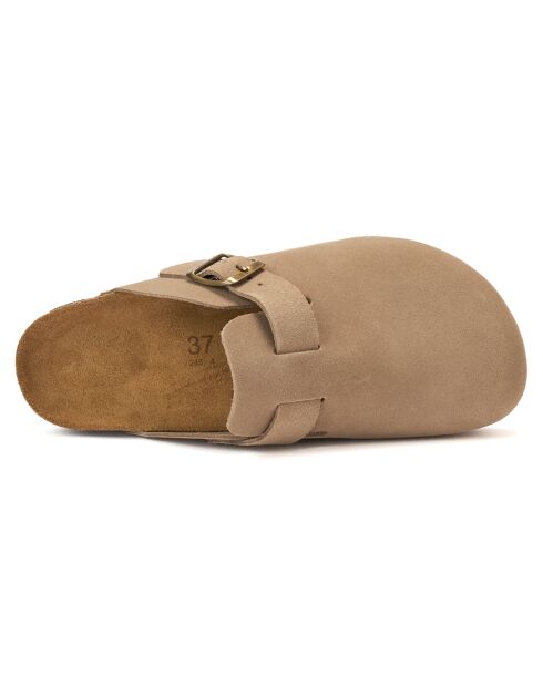 Zoccoli Noé in pelle color tortora