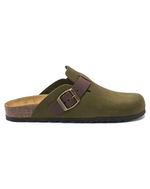 Sabots en velours de cuir Noé verts