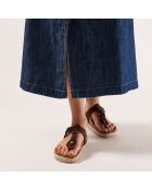 Luna bruine fluwelen leren sandalen