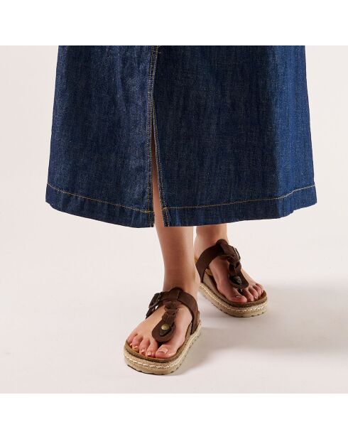 Luna bruine fluwelen leren sandalen