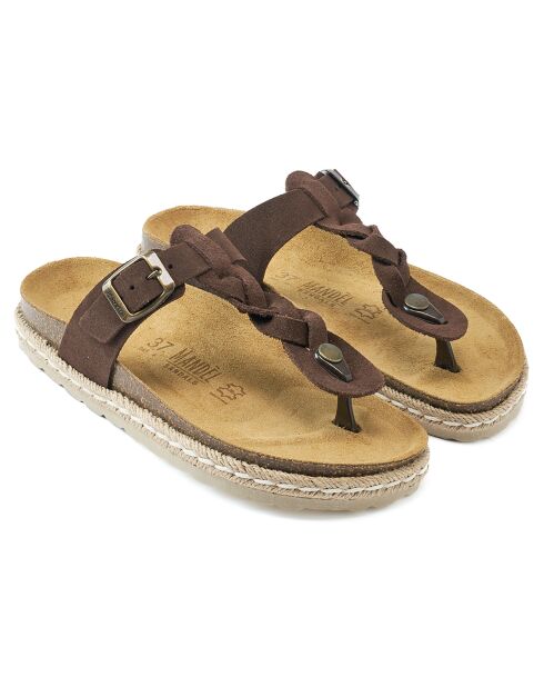 Luna bruine fluwelen leren sandalen