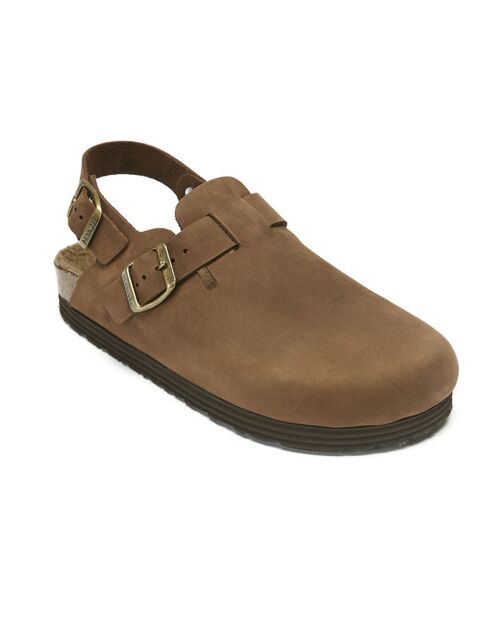 Zuecos Oscar de piel marrón