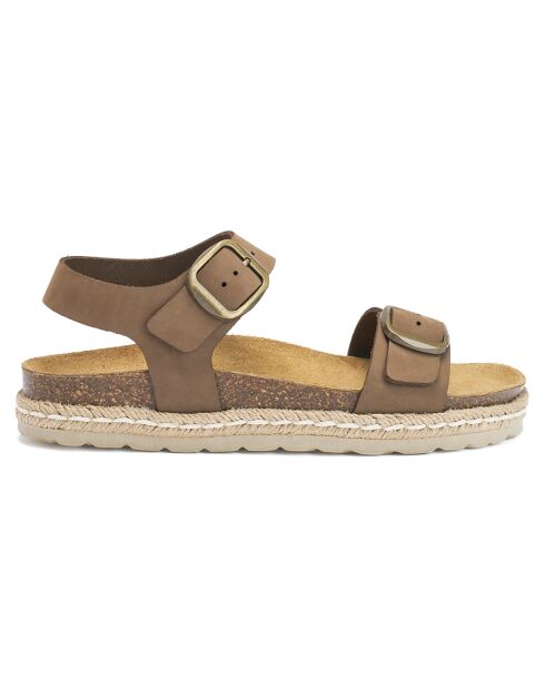 Sandales en velours de cuir Inès marron