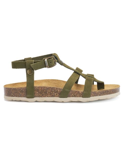 Groene fluwelen leren sandalen Nina