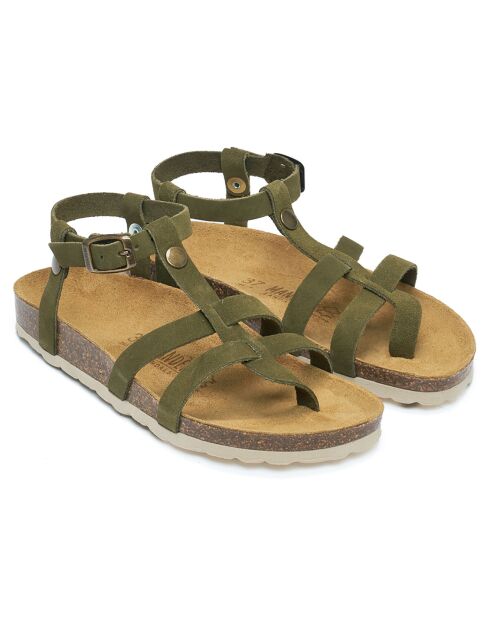 Groene fluwelen leren sandalen Nina