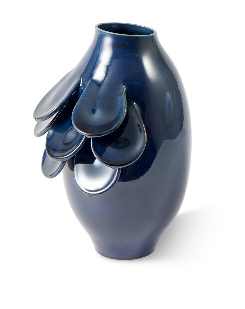 Vase quillie bleu foncé S - D18xH32 cm
