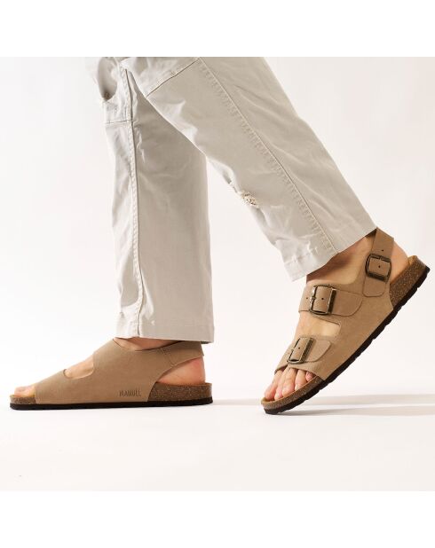 Carlos taupe fluwelen leren sandalen