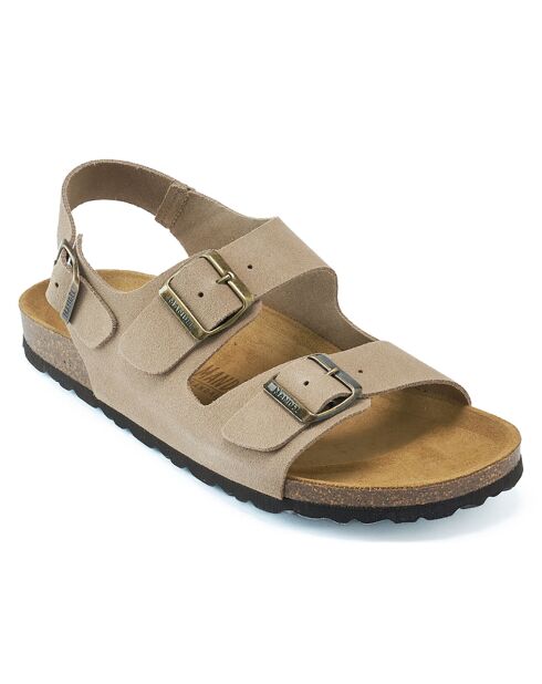 Carlos taupe fluwelen leren sandalen