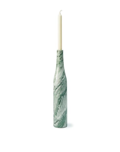 Bougeoir en forme de bouteille vert foncé - D8.5xH47 cm