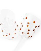 2 Verres à vin à boutons ambrés jaunes - D8.5xH20 cm