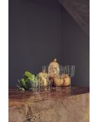 2 Verres à vin à boutons ambrés jaunes - D8.5xH20 cm