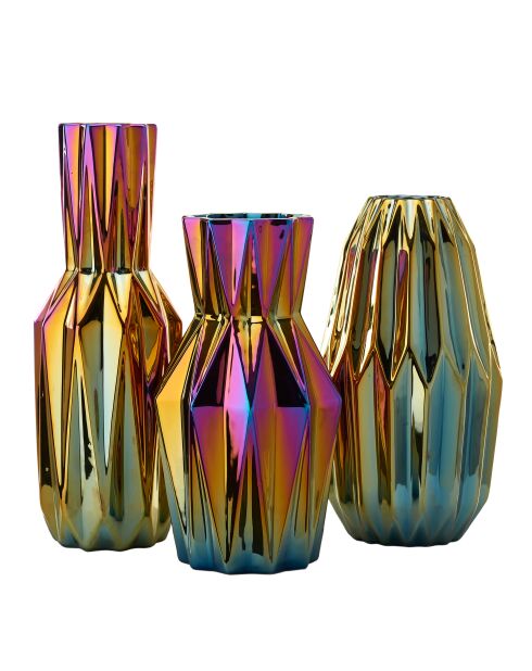 Olieachtige plissévaas M - D17xH33 cm