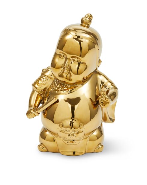 Decoratief object Grappige spaarpot met gouden krijger - L18,9x14xH25 cm