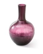 Vase boule en verre craquelé violet foncé L - D33.8xH50 cm
