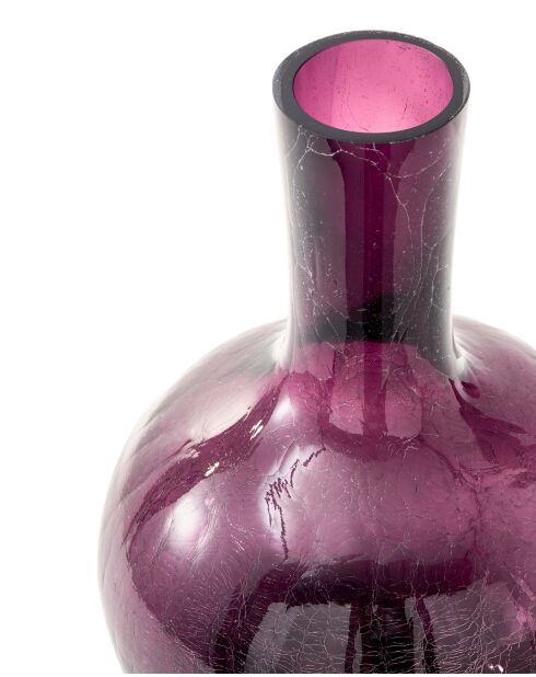 Vase boule en verre craquelé violet foncé L - D33.8xH50 cm
