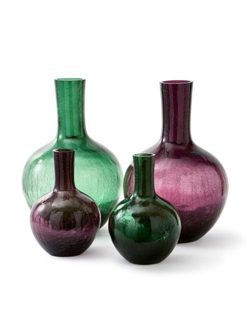 Vase boule en verre craquelé violet foncé L - D33.8xH50 cm