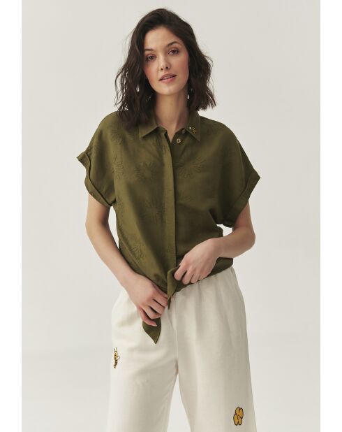 Kaki gebreide blouse Ambrila