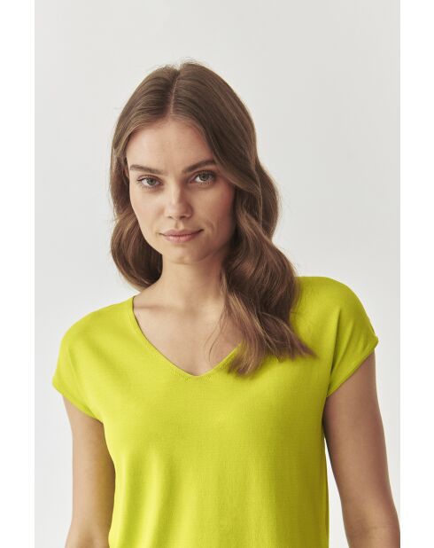 Estere grüne Zitronenstrickbluse