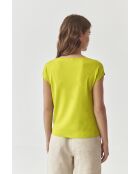 Estere grüne Zitronenstrickbluse