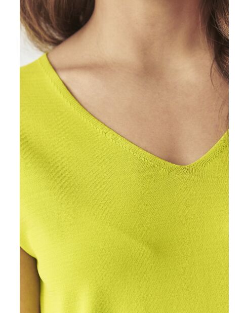 Estere grüne Zitronenstrickbluse