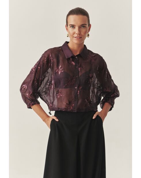 Chemise Brini maroon bordo sequin