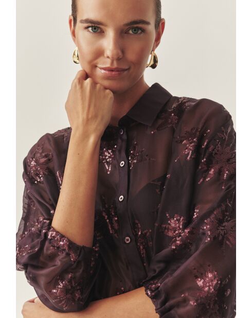 Chemise Brini maroon bordo sequin