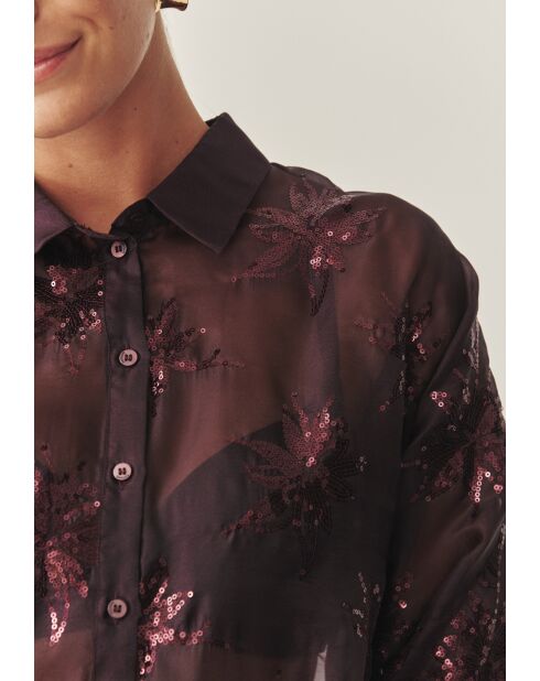 Chemise Brini maroon bordo sequin