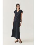 Marineblauwe gebreide blouse Navix