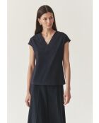 Marineblauwe gebreide blouse Navix