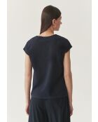 Marineblauwe gebreide blouse Navix