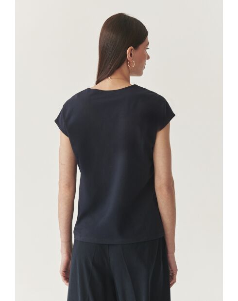 Marineblauwe gebreide blouse Navix