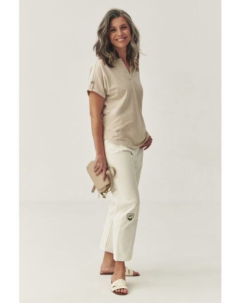 Beigefarbene Melange-Strickbluse Ambrila