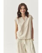 Beiges meliertes Top Krina