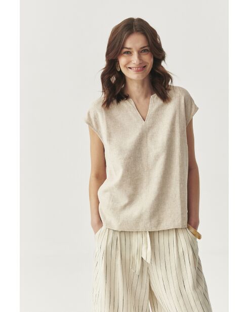 Beiges meliertes Top Krina