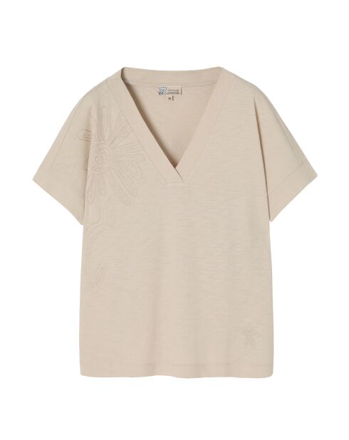 Celia 1 beigefarbene Melange-Strickbluse