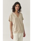 Celia 1 beigefarbene Melange-Strickbluse