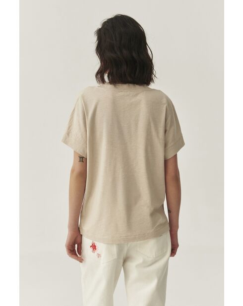 Celia 1 beigefarbene Melange-Strickbluse