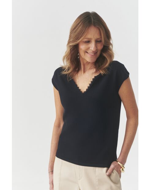 Marineblaue Strickbluse Dandy