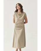 Selini gebreide jurk beige melange