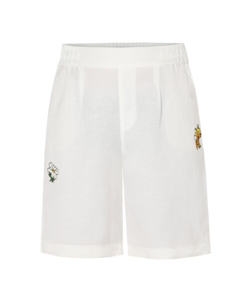 Riko 1 cremefarbene Stoffshorts