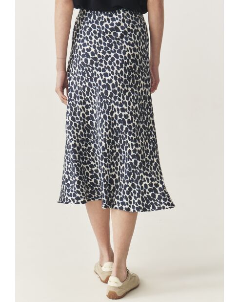 Marineblauwe satijnen rok