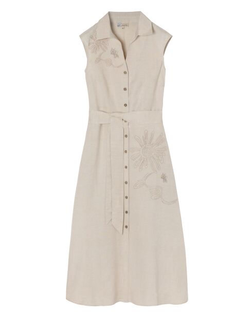 Ronna 1 beige gemêleerde jurk