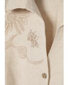 Ronna 1 beige gemêleerde jurk