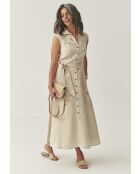 Ronna 1 beige gemêleerde jurk