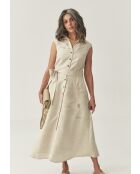 Ronna 1 beige gemêleerde jurk